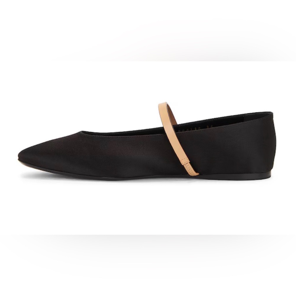 NIB [Saint Laurent] Ballerina Black Satin & Leather Flats Women's EU 39 / US 9 - Picture 4 of 16